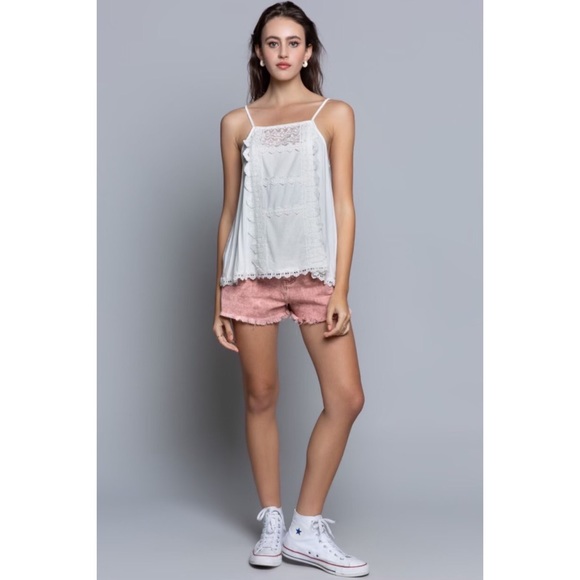POL White Lace Sleeveless Cami Tank Top - Picture 6 of 8